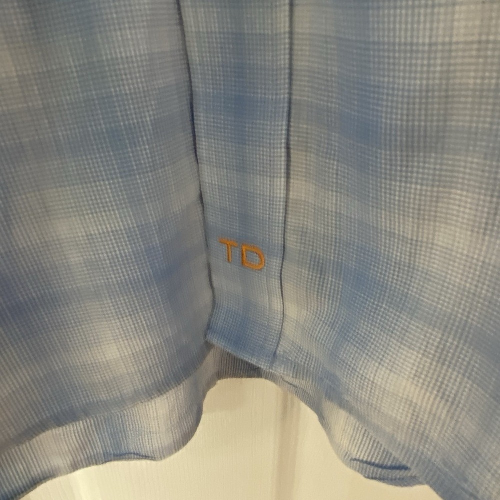 Thomas Dean Button Down Shirt Men XL Blue Plaid Italian Luxury Cotton L/S - Picture 5 of 5